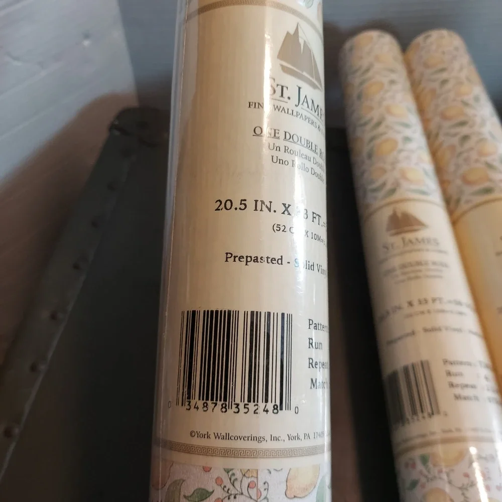 3 Rolls St. James York Wallcoverings Lemon Vine Wallpaper TJ9181 Solid Vinyl